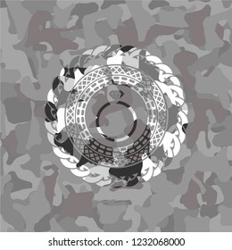 diamond ring icon on grey camouflage texture