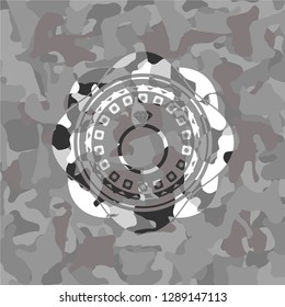 diamond ring icon on grey camouflage pattern
