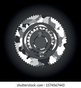 diamond ring icon on grey camouflaged texture