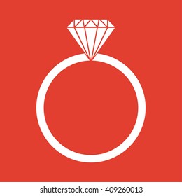 Diamond Ring icon on red background.