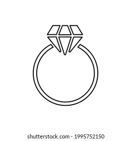 icono de anillo de diamante en fondo blanco, ilustración vectorial