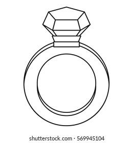 Diamond ring icon. Outline illustration of diamond ring vector icon for web