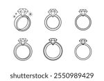 diamond ring icon outline vector illustration ring line art design