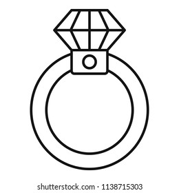 Diamond ring icon. Outline diamond ring vector icon for web design isolated on white background