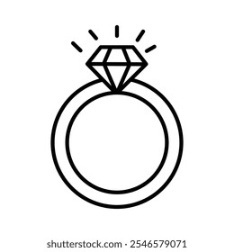 Diamond ring icon Outline vector for web ui