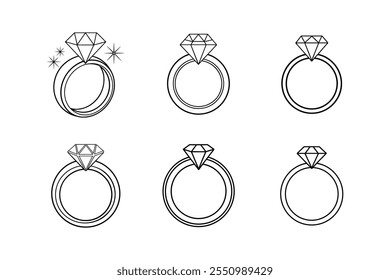 diamond ring icon outline vector illustration ring line art design