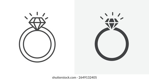 Diamond ring icon Outline vector sign