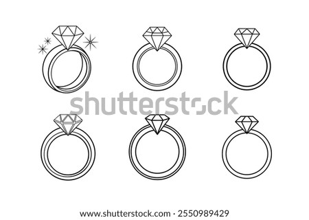 diamond ring icon outline vector illustration ring line art design