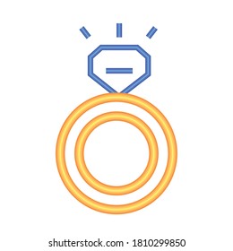 Diamantring-Symbol auf weißem Hintergrund, neonischer Stil, Vektorgrafik