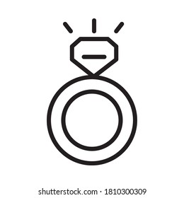 diamond ring icon over white background, line style, vector illustration
