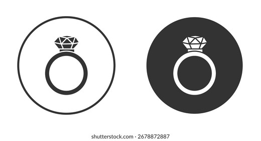 Diamond ring icon pictogram. Vector outline illustration isolated on white background.