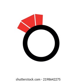 Icono de anillo de diamante. Una Pieza Preciosa De Joyería. Ilustración vectorial. Diseño para el Día de San Valentín, 8 de marzo, cumpleaños, boda 