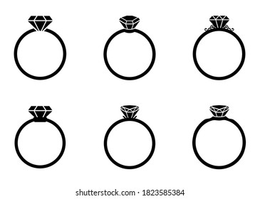 diamond ring icon set - vector illustration   .