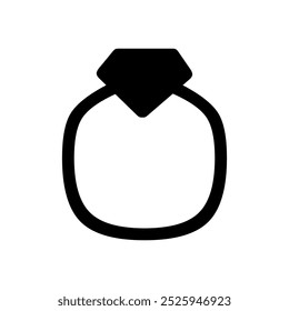 Diamond Ring Icon. Shiny Gem Wedding Ring