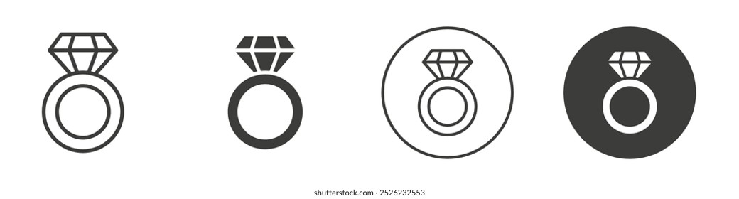 Diamond ring icon Simple outline vector logo