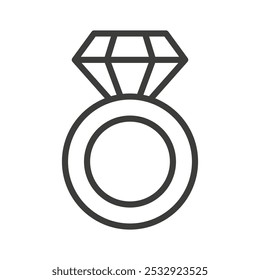 Diamond ring icon Simple outline vector logo