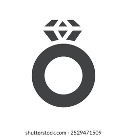 Diamond ring icon simple vector symbol