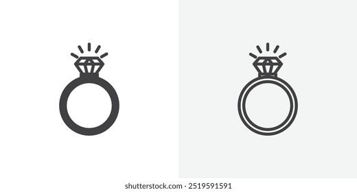 Diamond ring icon. solid filled and stroke thin line style eps 10