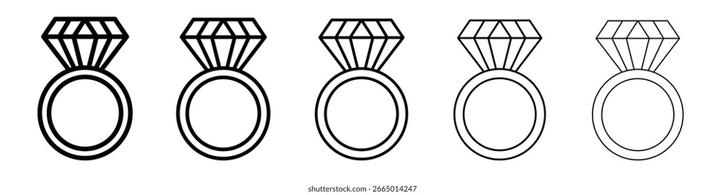 Ícone de anel de diamante Conceito de símbolo para web design.ícone de vetor de linha simples. ilustração do logotipo.