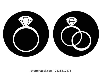 Diamond ring icon . Symbol of Love, Commitment, and Marriage.