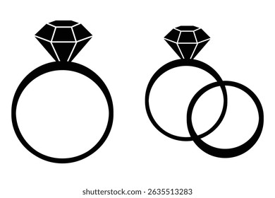 Diamond ring icon . Symbol of Love, Commitment, and Marriage.