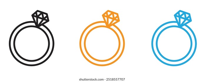 Icono de anillo de diamante Conjunto de ilustración de línea delgada