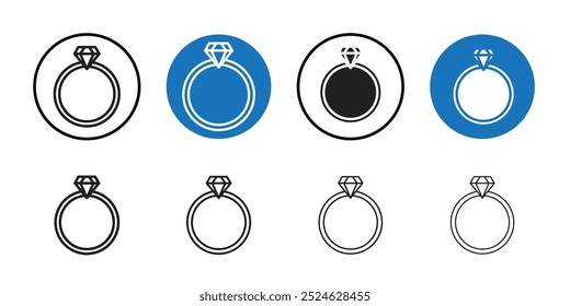 Diamond ring icon Thin line art collection