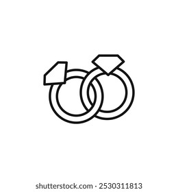 Diamond ring icon Thin line art isolated