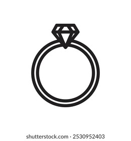 Diamond ring icon Thin line flat illustration