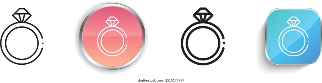 diamond ring icon. Thin Linear, Regular and Button Style Design Isolated On White Background