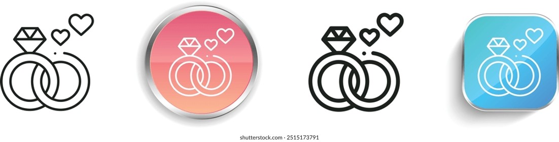 diamond ring icon. Thin Linear, Regular and Button Style Design Isolated On White Background