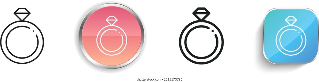 diamond ring icon. Thin Linear, Regular and Button Style Design Isolated On White Background