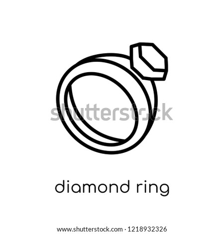 Diamond ring icon. Trendy modern flat linear vector Diamond ring icon on white background from thin line Luxury collection, editable outline stroke vector illustration