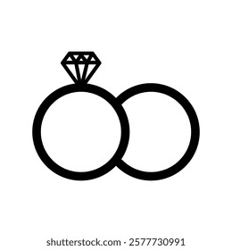 Diamond ring icon. Vector flat black trendy style illustration for web and app..eps