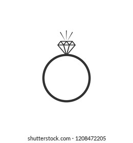 Diamond ring icon. Vector illustration, flat design.