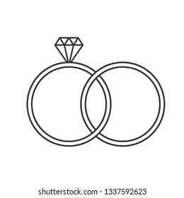 Diamond ring icon. Vector illustration, flat design.