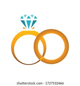 Ilustración vectorial de icono de anillo de diamante. Icono del anillo de compromiso. Icono del anillo de bodas, joyería y accesorio. Accesorios femeninos.