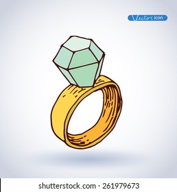 diamond ring icon, vector illustration.