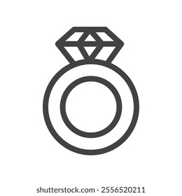 Diamond ring icon Vector logo outline