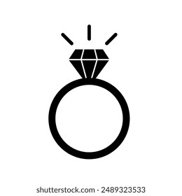 diamond ring icon vector on white background.engagement ring icon