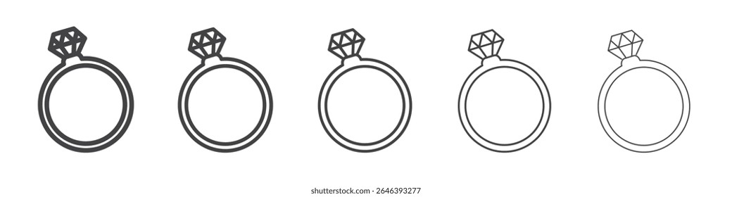 Diamond ring icon vector outline set illustration sign