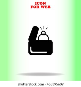 Diamond ring icon vector web icon. Black illustration on white background