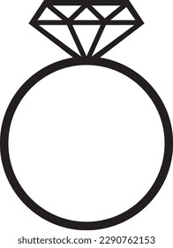 Icono del anillo de diamantes. Archivo de corte del anillo de bodas. Cortar archivo. Vector de silueta de anillo de compromiso