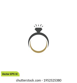 plantilla de logotipo de boda de icono de anillo de diamante