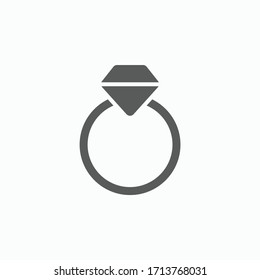 diamond ring icon, wedding ring vector