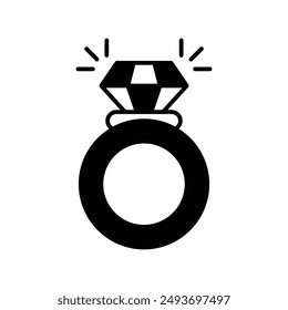 diamond ring icon with white background vector stock illustration