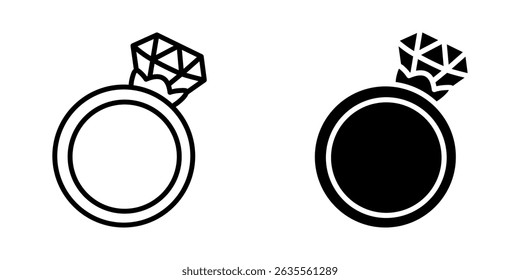  diamond ring icon white on background