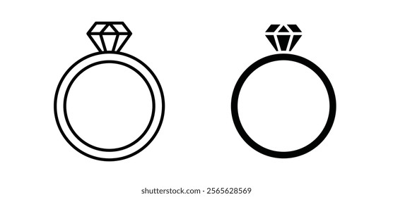 Diamond ring icons in black and white colors