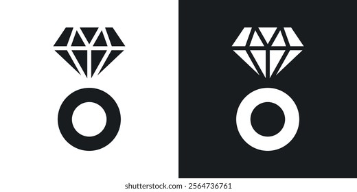 Diamond ring icons in flat syle