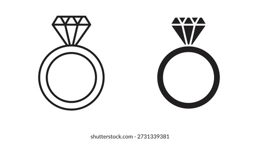 Iconos de anillo de diamante. Iconos de contorno Vector colección. ilustraciones planas